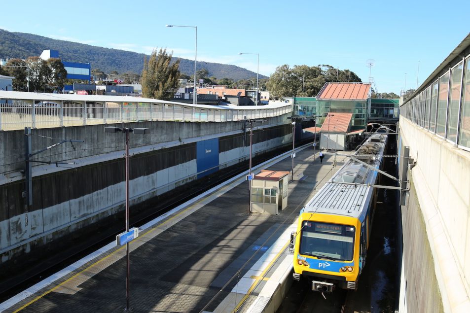 Train in the trench at Boronia Station