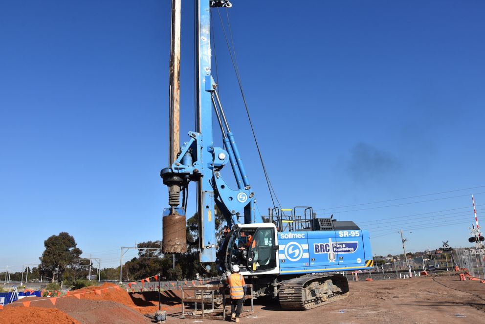 Piling rig getting ready to work