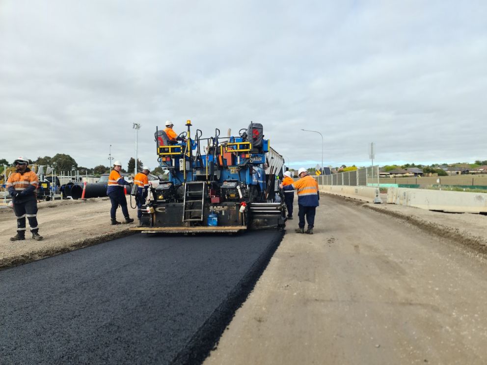 The new temporary road at Calder Park Drive being laid