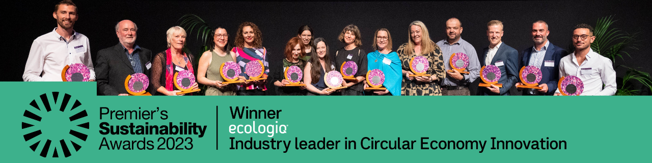 Premier's Sustainability Awards 2023. Winner: ecologiQ - Industry leader in Circular Economy Innovation.