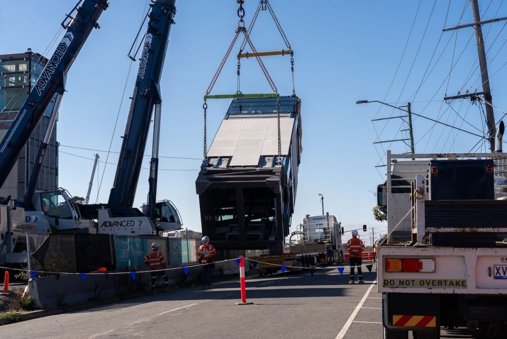 Two of the new station’s lift shafts are now in place