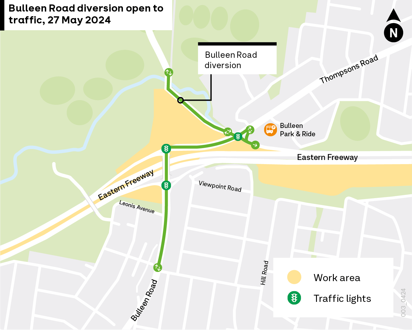 Bulleen Road diversion open to traffic 27 May 2024