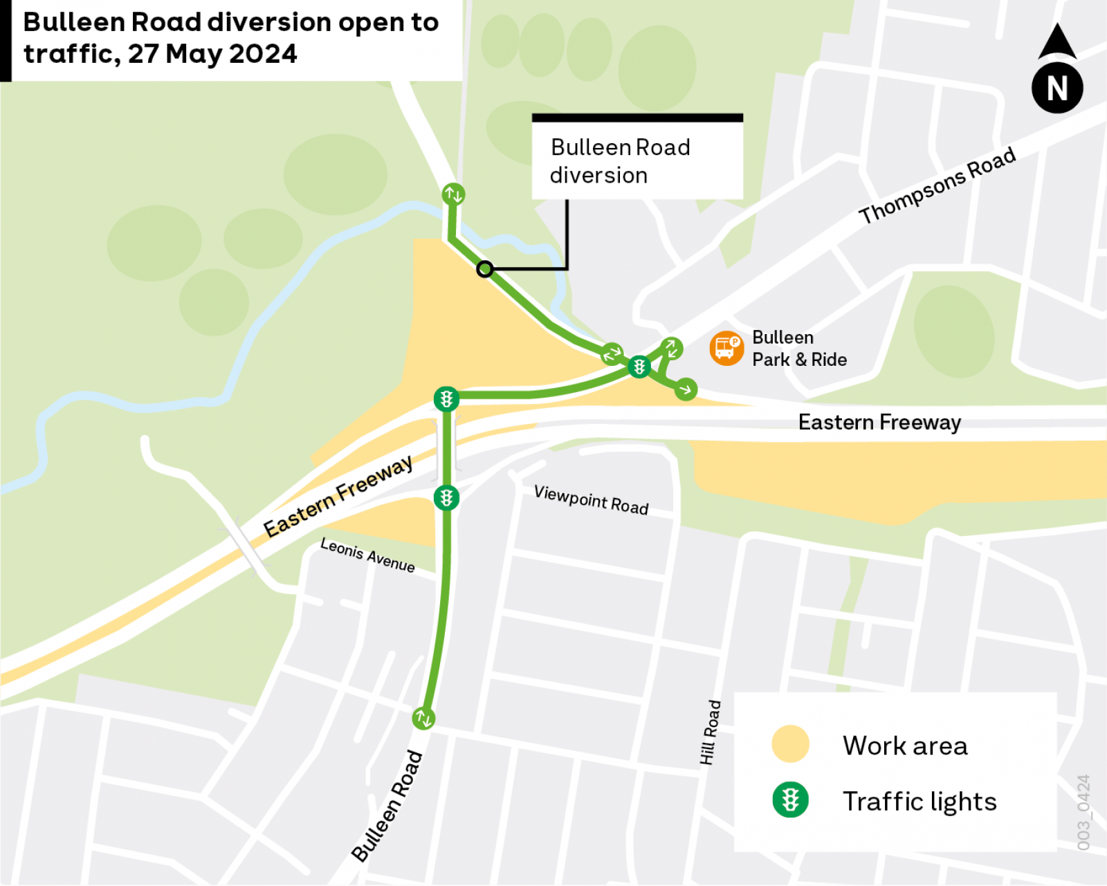 Bulleen Road diversion open to traffic 27 May 2024