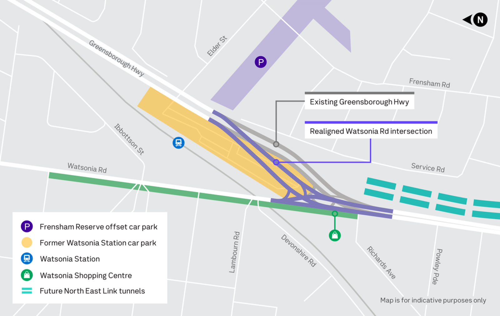 NELP M80 Ring Road Realigned Watsonia Rd intersection Map