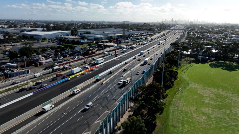 The newly expanded West Gate Freeway.