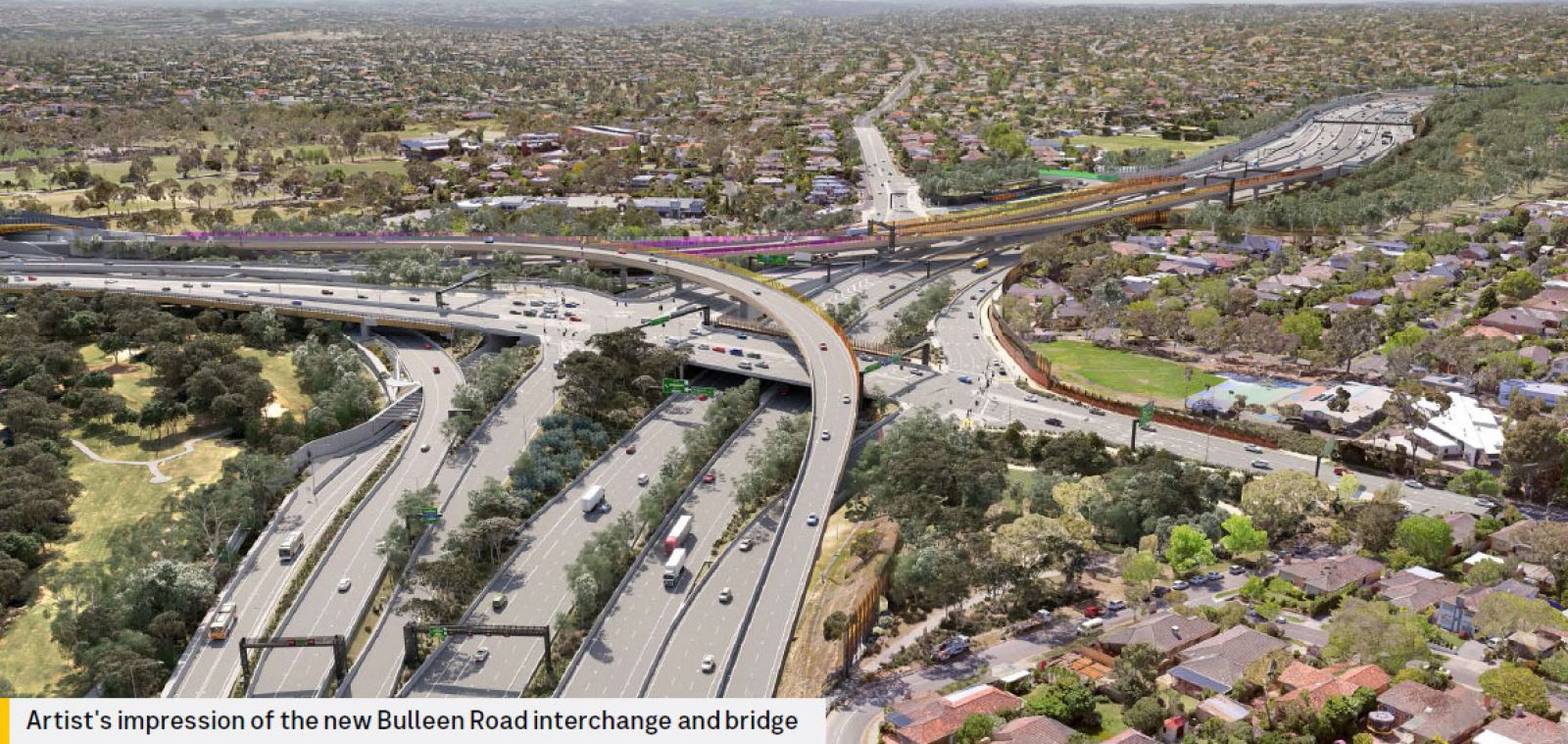 Artists-impression-of-the-new-Bulleen-Road-interchange-and-bridge