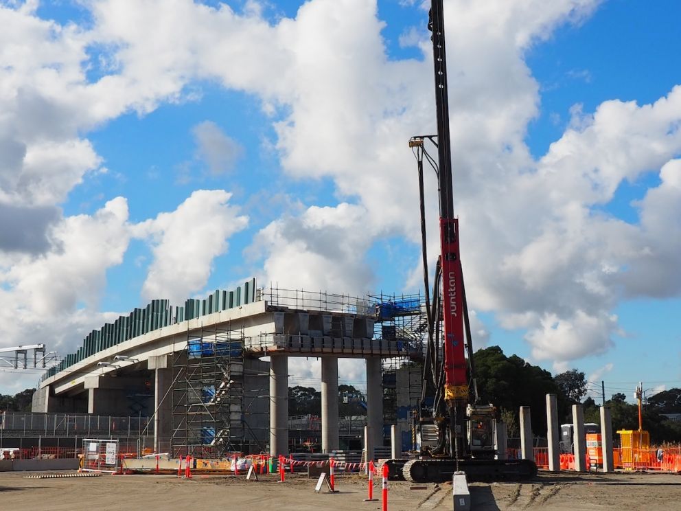 Our piling rig completing driven piling works