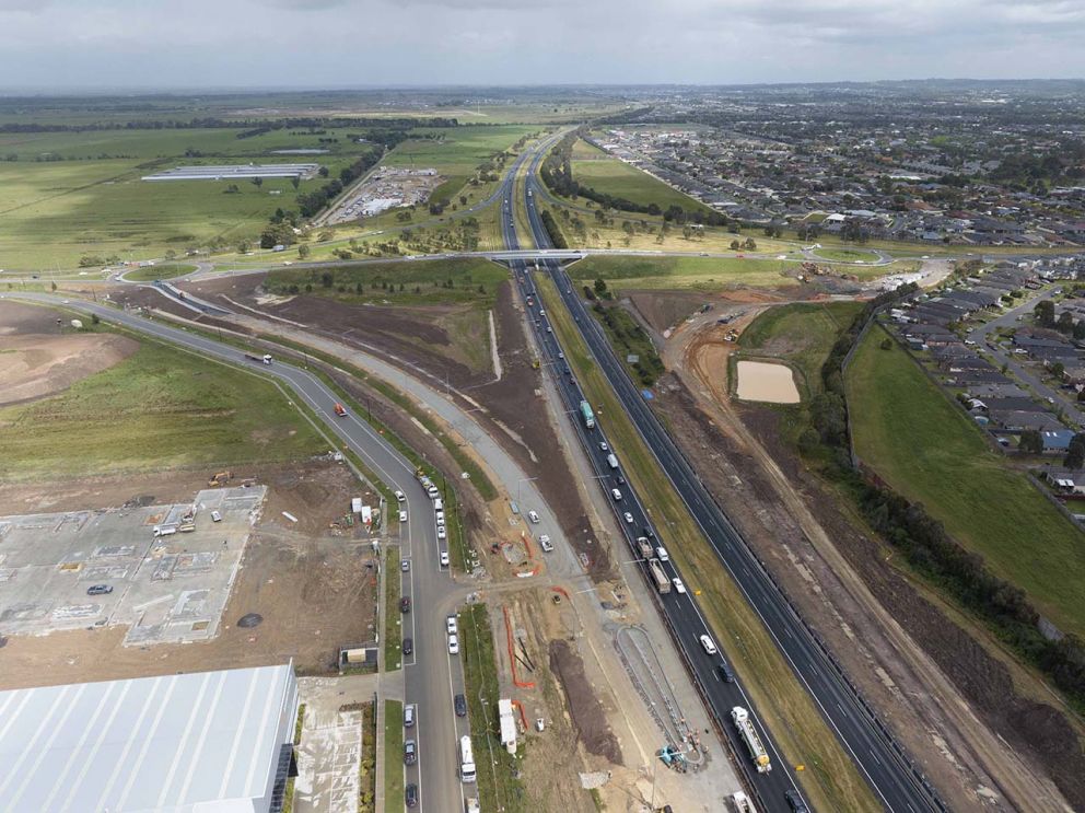 October 2023- An aerial view of the new McGregor Road inbound exit ramp