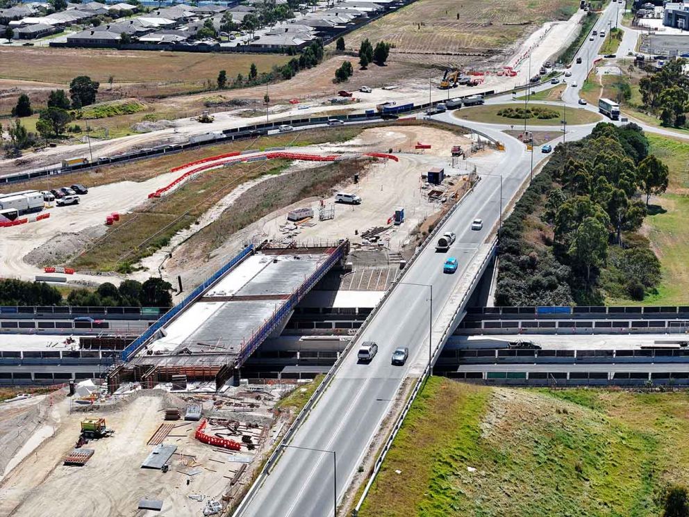 March 2024- Aerial view of the new Healesville-Koo Wee Rup Road bridge