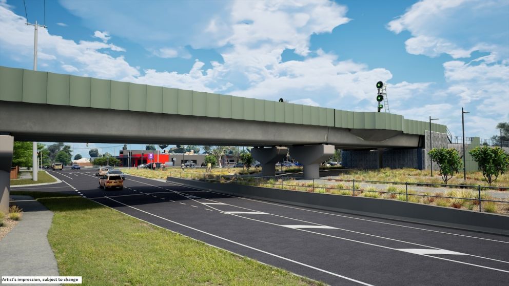 Rail bridge over Exford Road. Artist impression only, subject to change