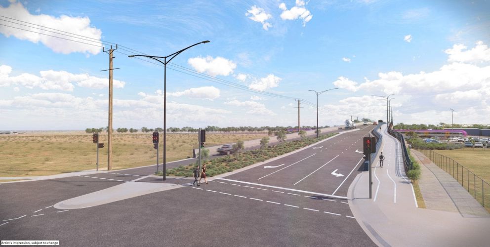 Ferris Road bridge looking north from Hollingsworth Drive intersection. Artist impression, subject to change.