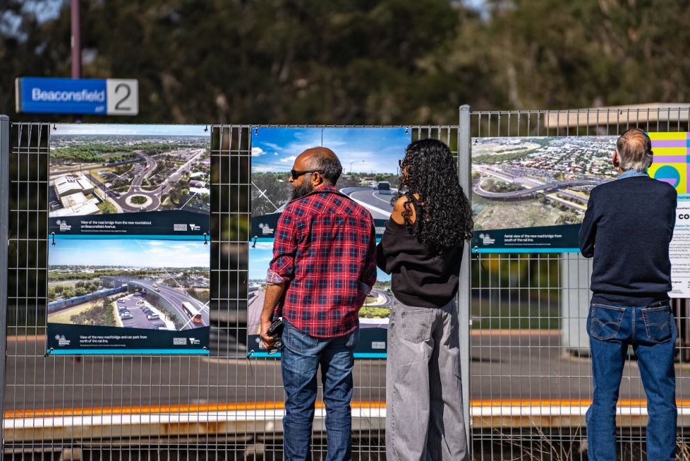 Locals taking a look at the new Station Street Beaconsfield road bridge designs