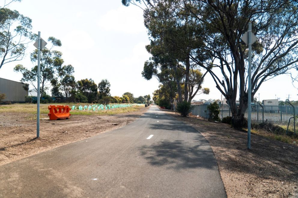 New line markings on the Federation Trail walking and cycling path.