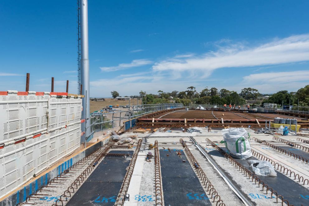 The new road bridge takes shape at Old Calder Highway