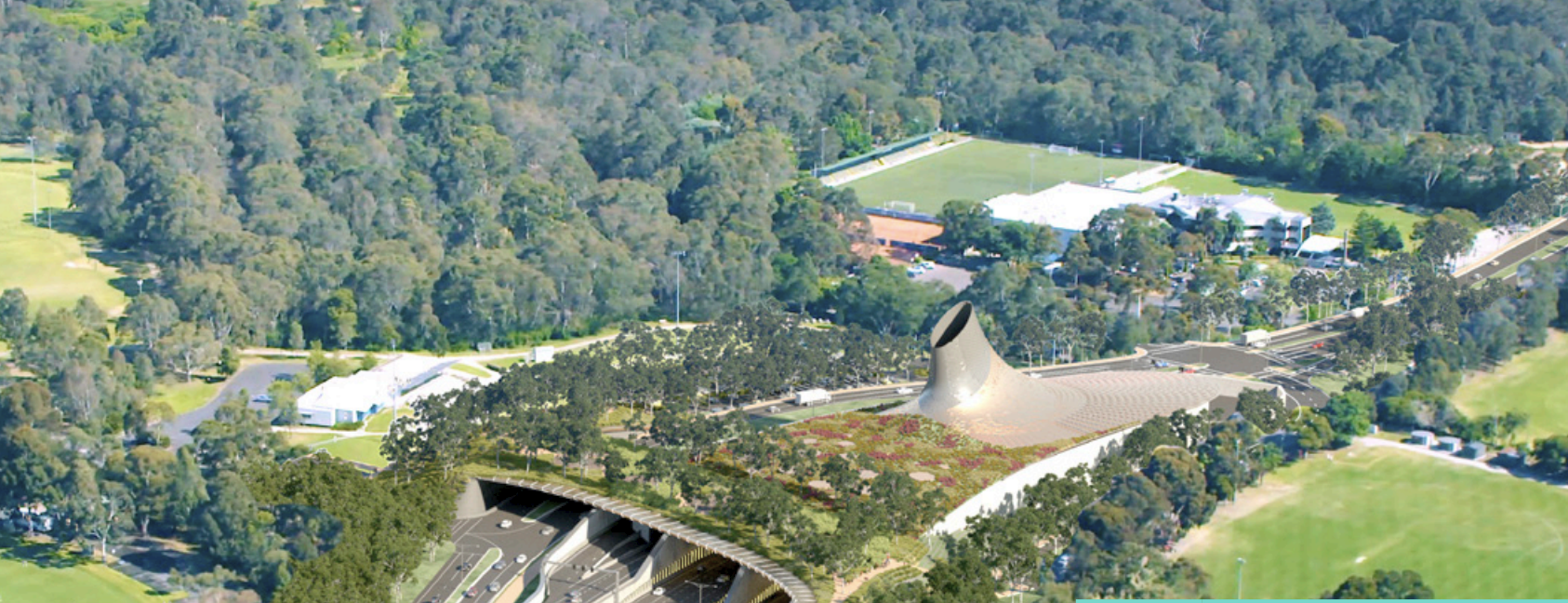 Artist's impression of the tunnel entrance and Yarra Link Green Bridge