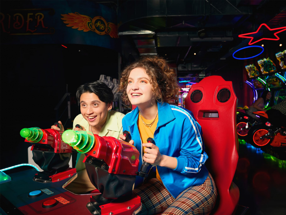 Family having fun at Archie Brothers in Glen Waverley