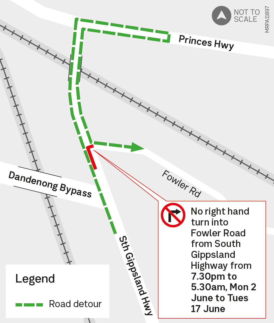 Fowler Road, Dandenong South Road closure map
