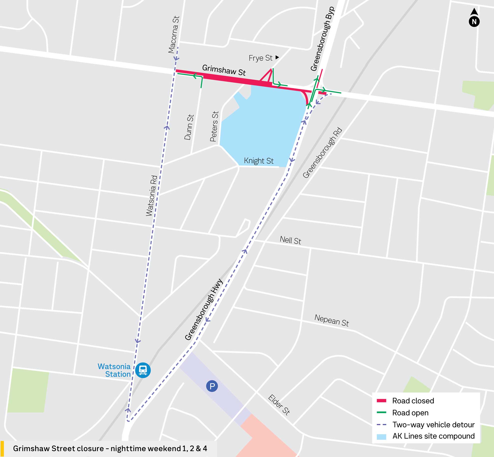 Grimshaw Street closure - nighttime weekend 1 2 and 4
