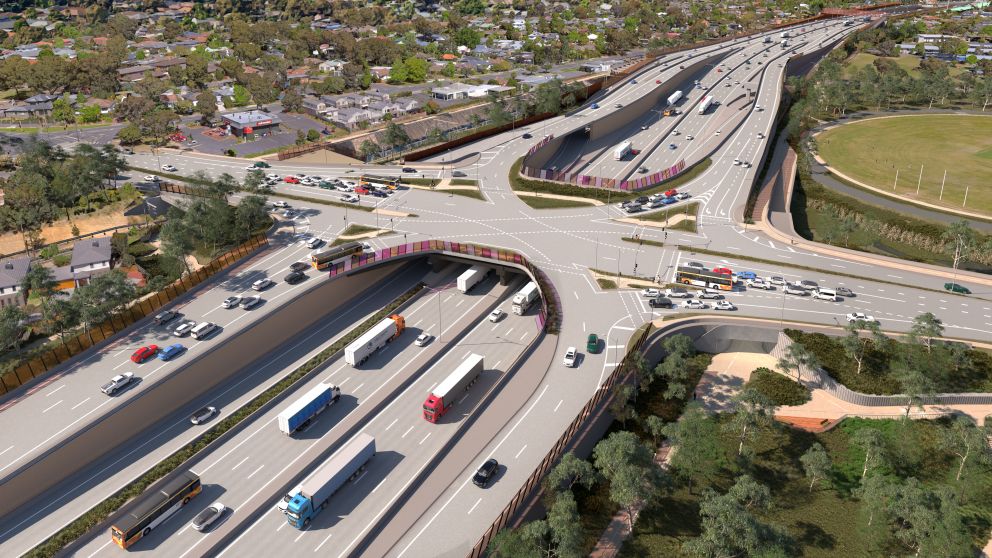 Artist's impression of Grimshaw Street interchange