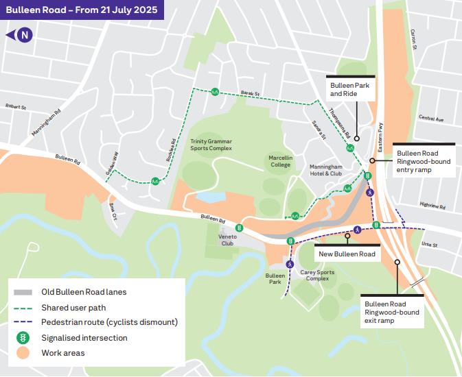 Bulleen road map from 21 July