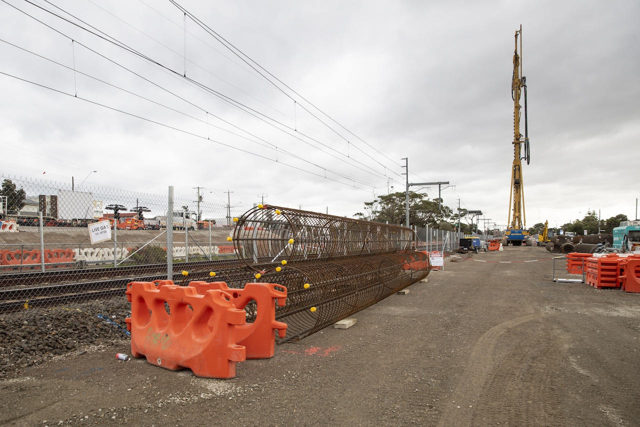Each pile requires approximately 36 cubic metres of concrete, delivered by up to seven concrete trucks per pile. (36 cubic metres of concrete weighs about the same as 14 African elephants)