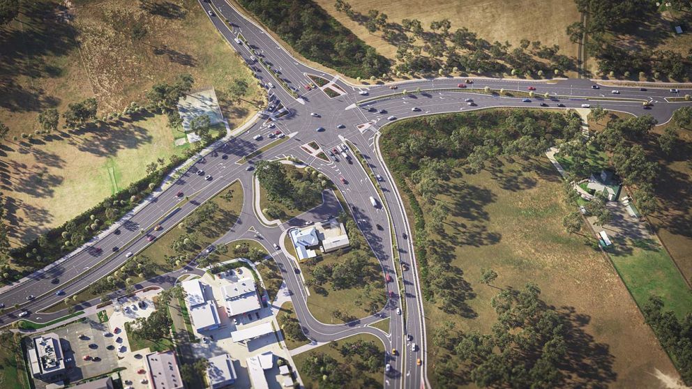 Artist's impression of the Bridge Inn, Yan Yean and Doctors Gully roads intersection 10 years after project completion