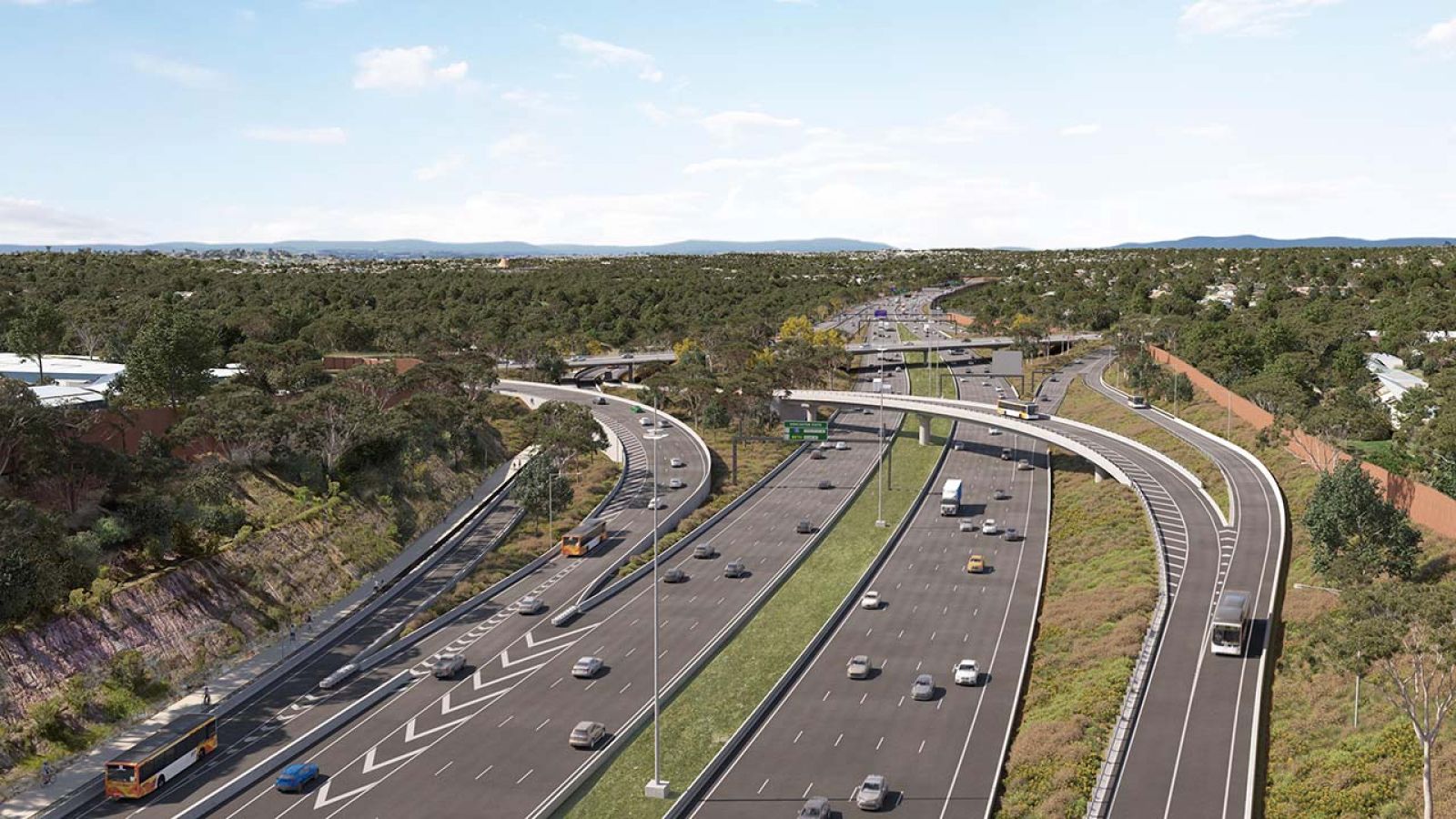 Artist’s impression of new Eastern Busway at Chandler Highway, Kew