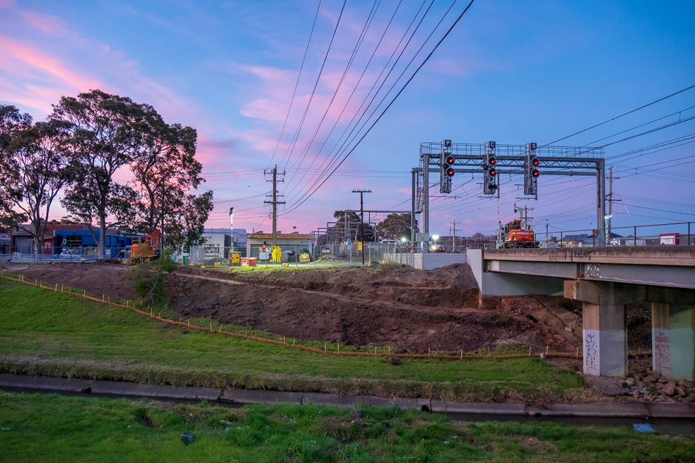 Excavation of the Shared Use Path under the rail bridge along Dandenong Creek
