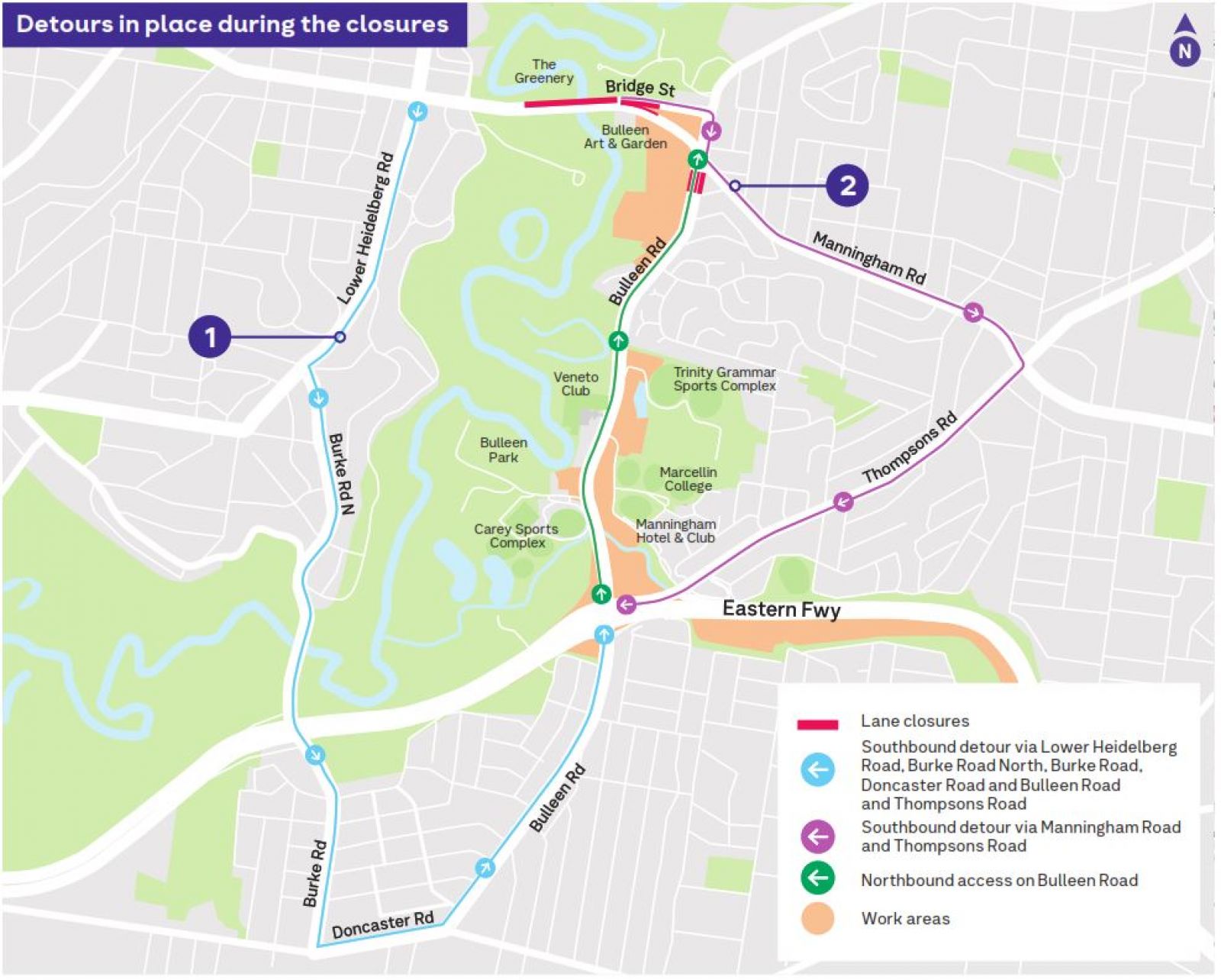 Detours in place during the closures