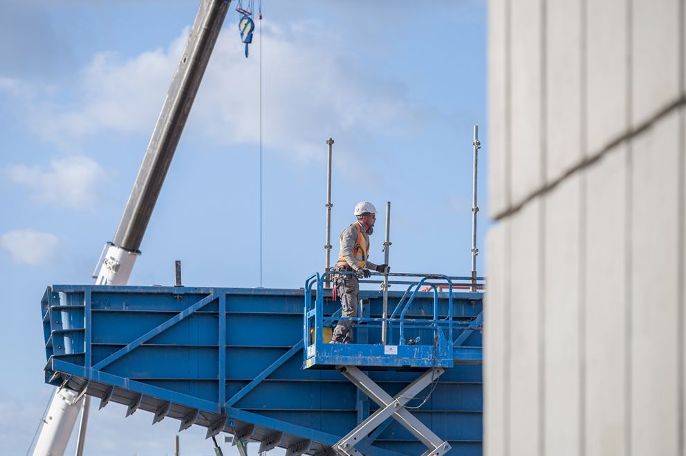 Scaffold installation in preparation of concrete pours for piers and crossheads