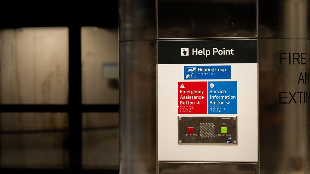 Braille signs, announcements and hearing loops help with navigation.