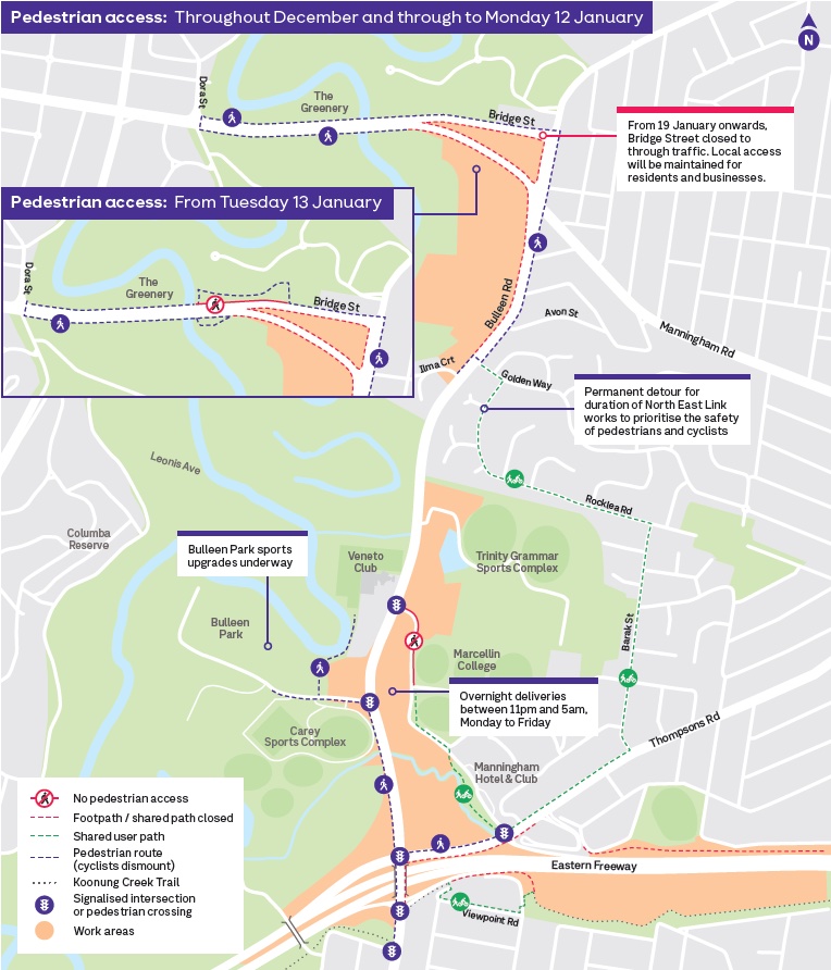 Bulleen pedestrian access map December