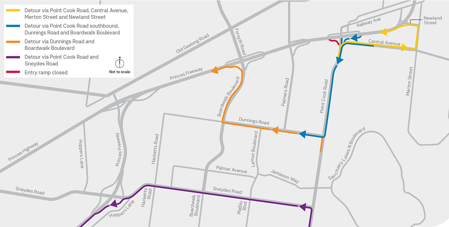 Point Cook Road entry ramp closure January 2026