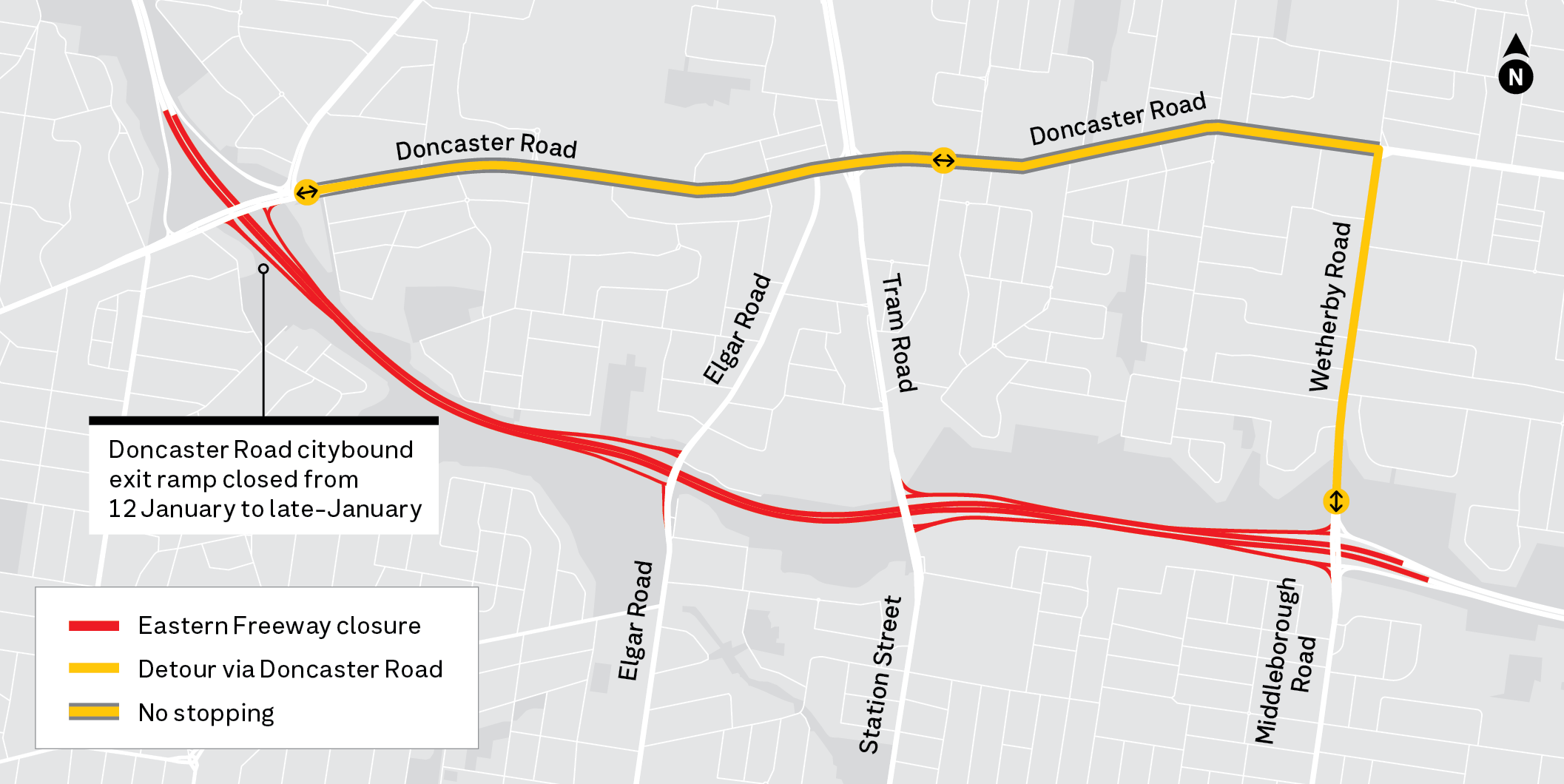 Eastern Freeway disruptions in January
