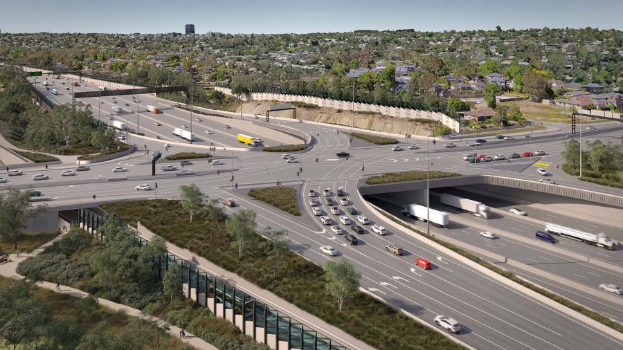 Artist impression of the new Doncaster Road interchange