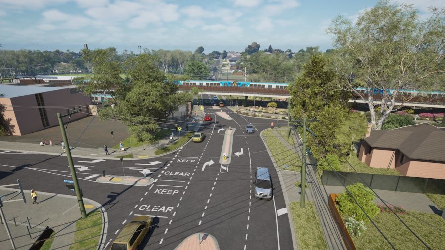 Looking towards the new rail bridge from McNamara and Ruthven streets. Artist's impression - subject to change