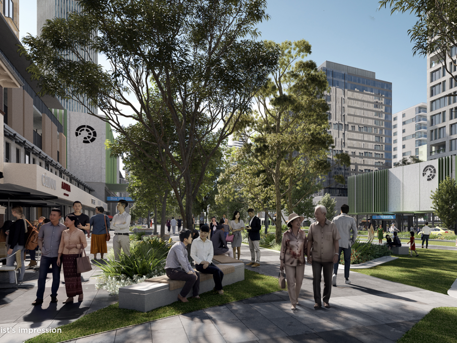Image shows artist impression of ehe SRL Box Hill station.