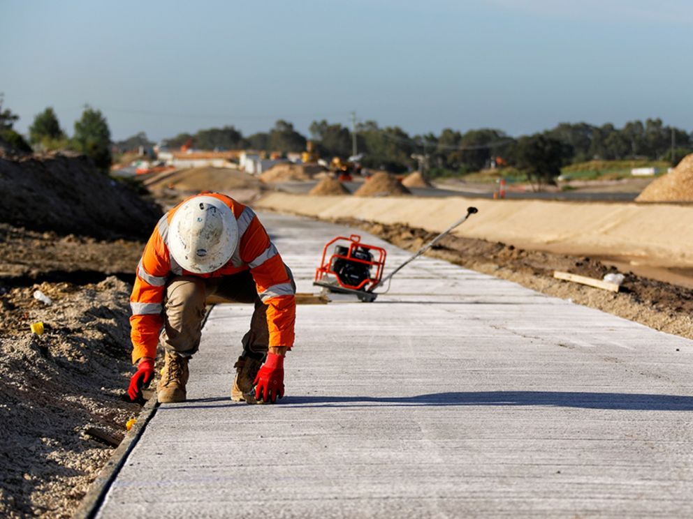 Starting to build the shared walking and cycling path in Dingley Village