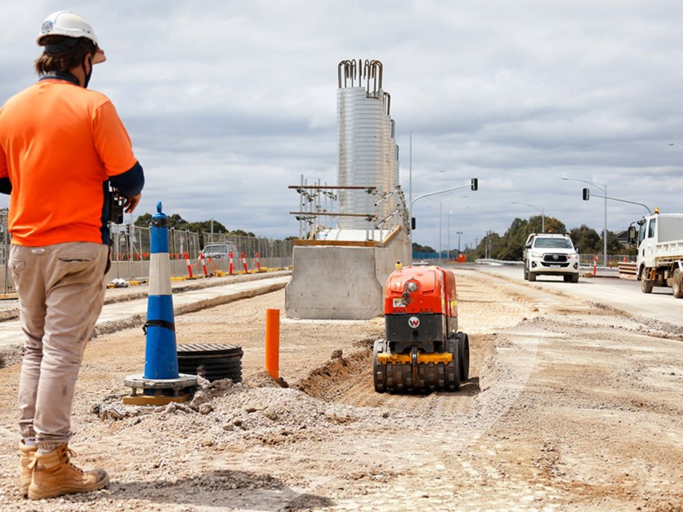 Continuing to build the new median on Governor Road