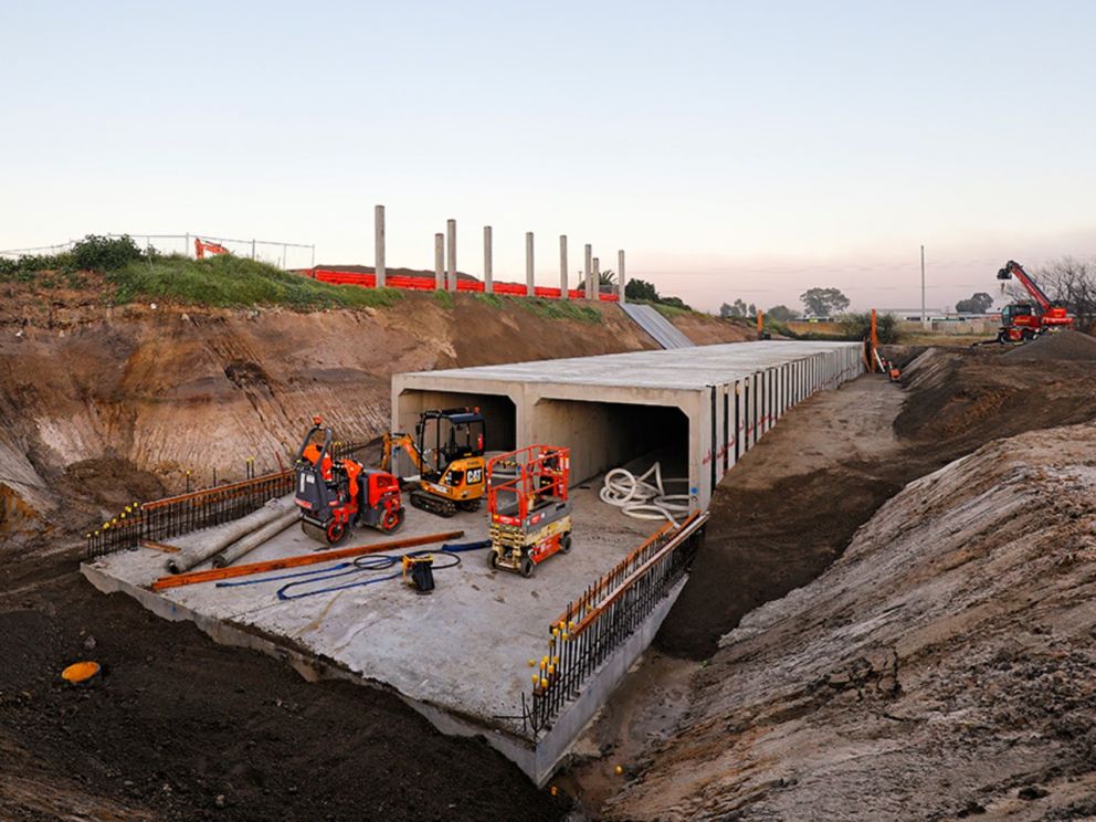 Works to build new drainage underneath the Freeway - July 2020