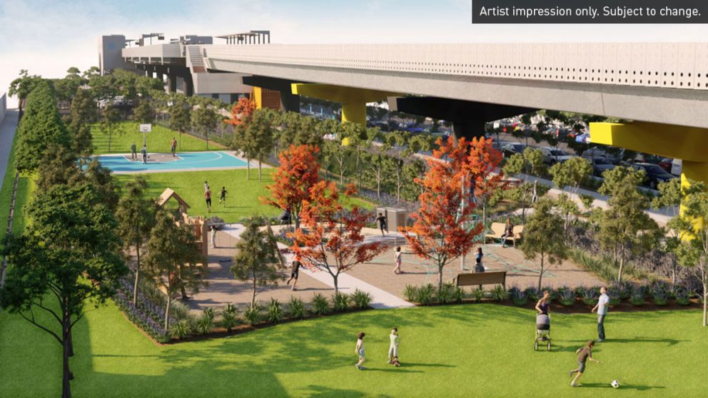 Artist impression of Coburg Station west precinct looking north. Artist impression only. Subject to change.