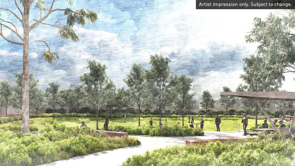 A rejuvenated Lorne Parade Reserve. Artist impression only, subject to change.