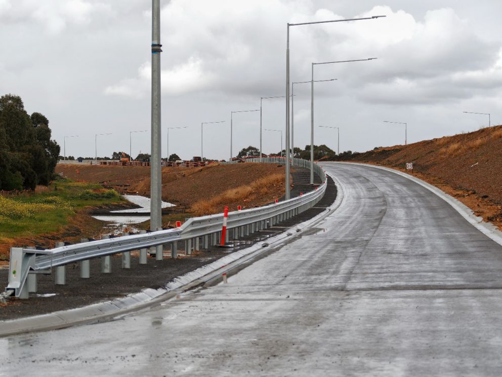 The new entry ramp to the Mordialloc Freeway near Governor Road