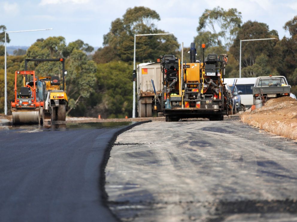 Asphalting progress near the Mornington Peninsula Freeway