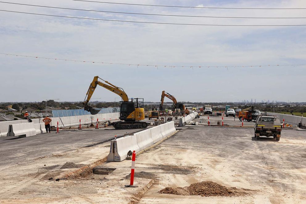 Works progressing on the bridge over Springvale Road