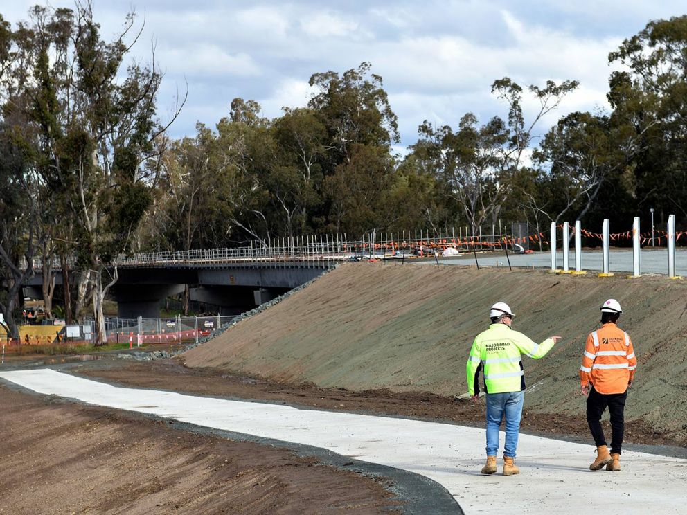 The new shared use pathway for cyclists and pedestrians taking shape near Campaspe River