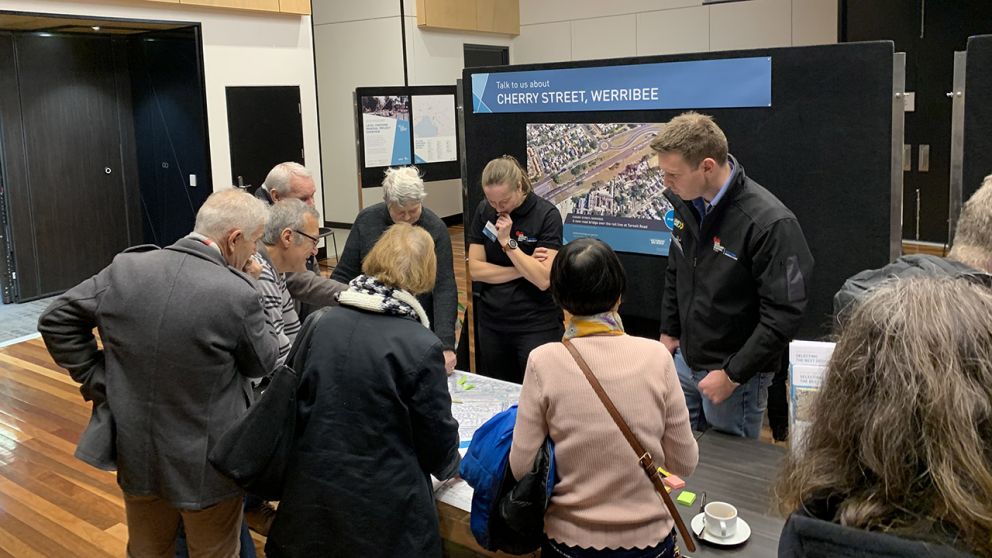 Community members at the Werribee level crossing information session
