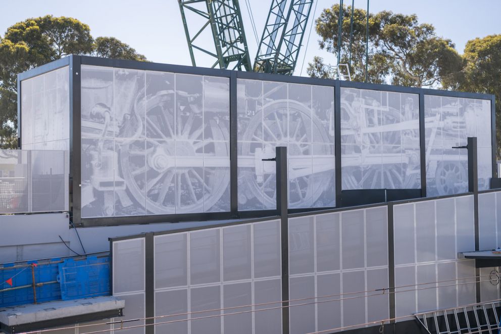 Installation of integrated artwork at the new North Williamstown Station.