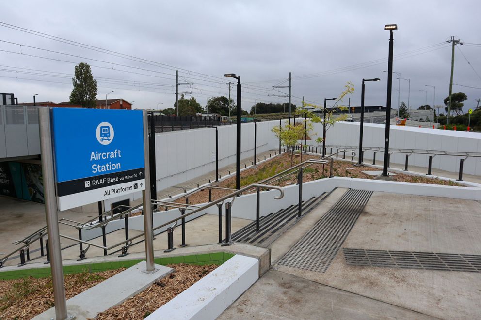 New stairs and ramps to underpass and platforms at Aircraft Station