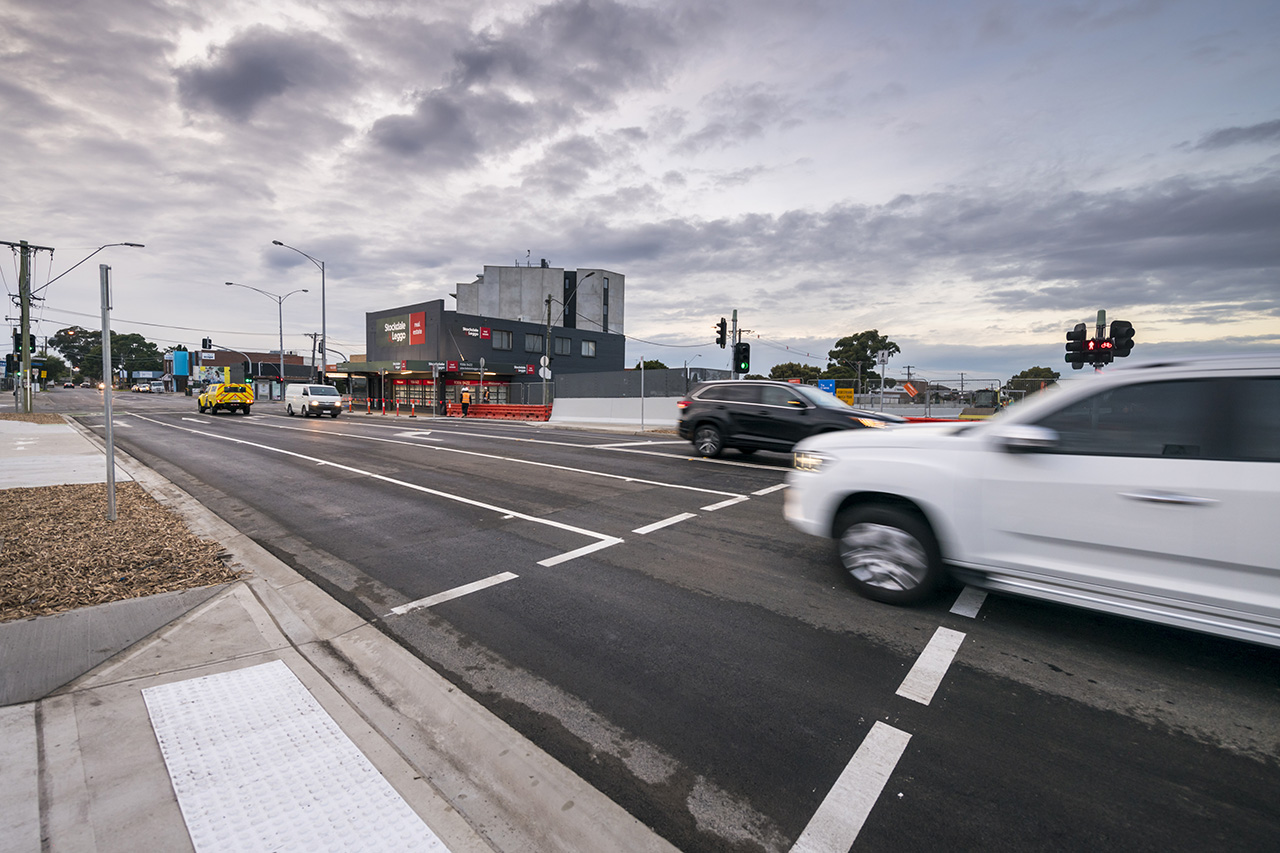 The level crossing on Glenroy Road is gone and the new Glenroy Station is open